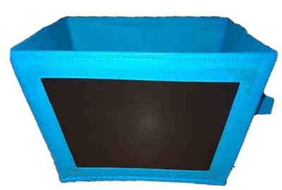 Opbergbox met krijtbord klein blauw